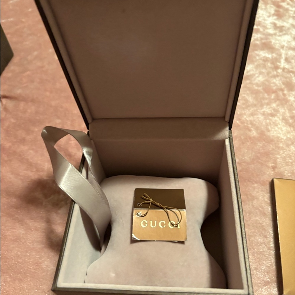 Gucci Gold and Cream Empty Watch Box with Cushion and Booklet